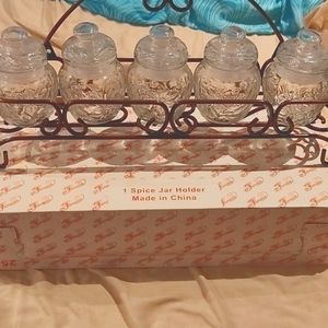 Princess House Fantasia 5 Spice jars & holder